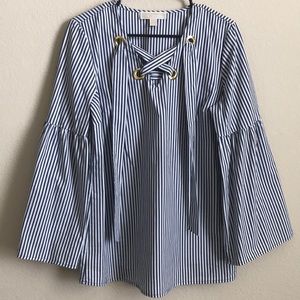 Michael Kors Bell Sleeve Striped Blouse
